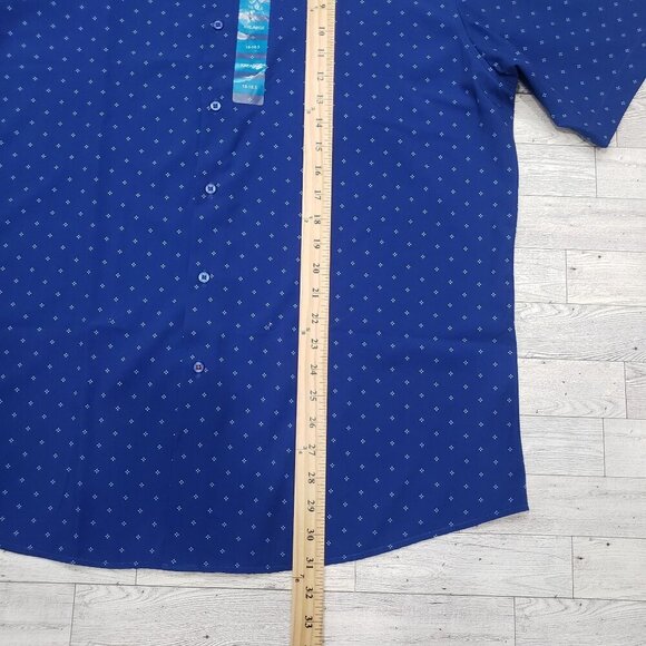 Nautica Performance Dress Shirt SS Blue Geo Stretch Cooling Mens XXL NWT Flaw - Picture 8 of 10
